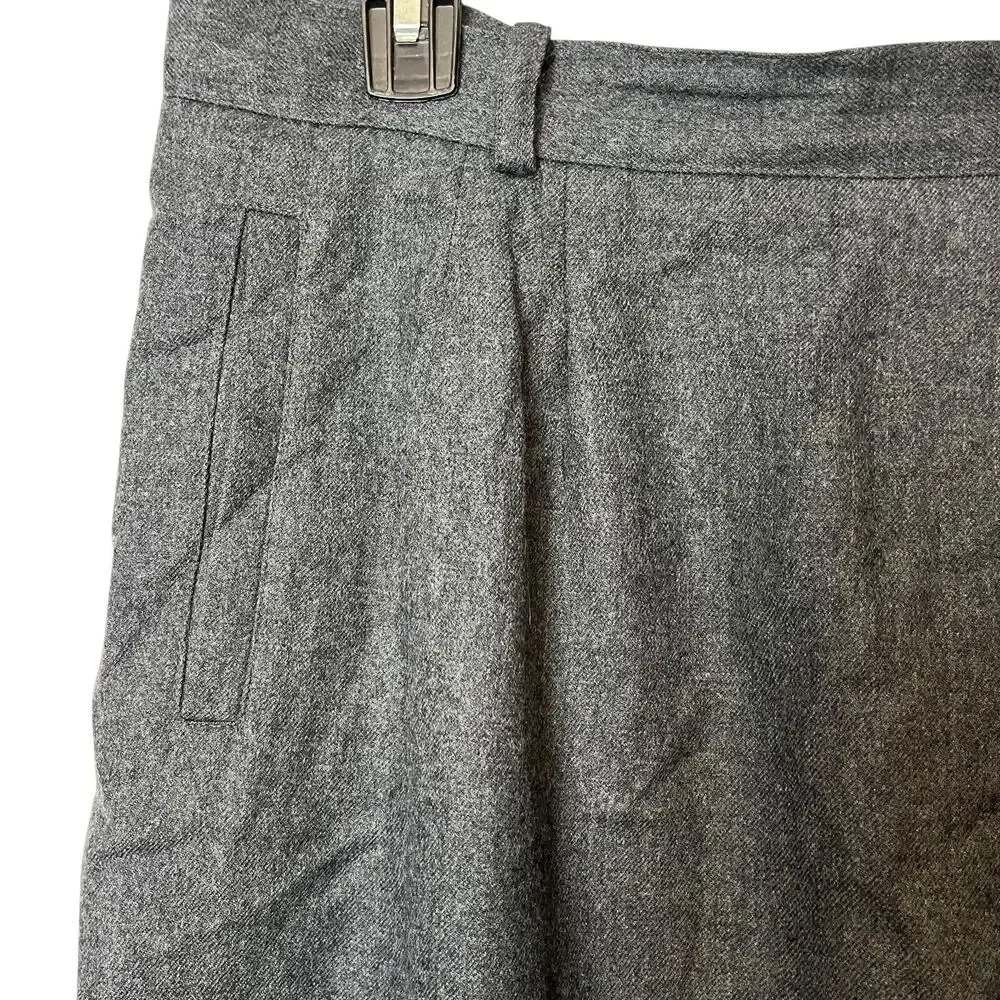 Liz Claiborne Pleated Midi Modest Vintage Gray Wool Skirt Pockets Old Money 16